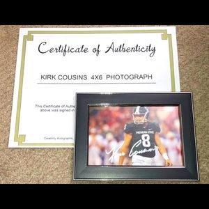 Kirk Cousins signed framed 4x6 autograph photo